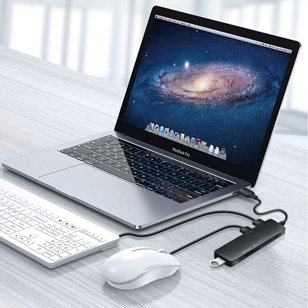 5-in-1 USB 3.0 Extension Hub w/ Memory Card Reader Adapter
